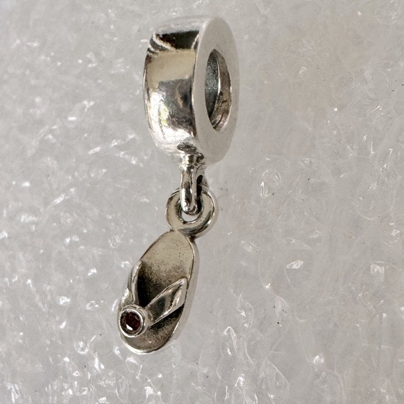 Pandora Sterling Silver 925 and Red CZFlip Flop Dangle Charm - Picture 3 of 6